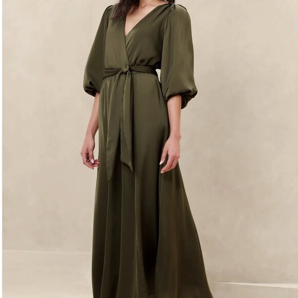 Camo Green Maxi Dress, Size Small Petite - Picture 2 of 2